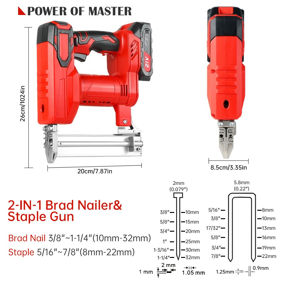 Nail Gun Brad - 무선 네일건 X-F32/9022, 2-in-1 브래드 피니시