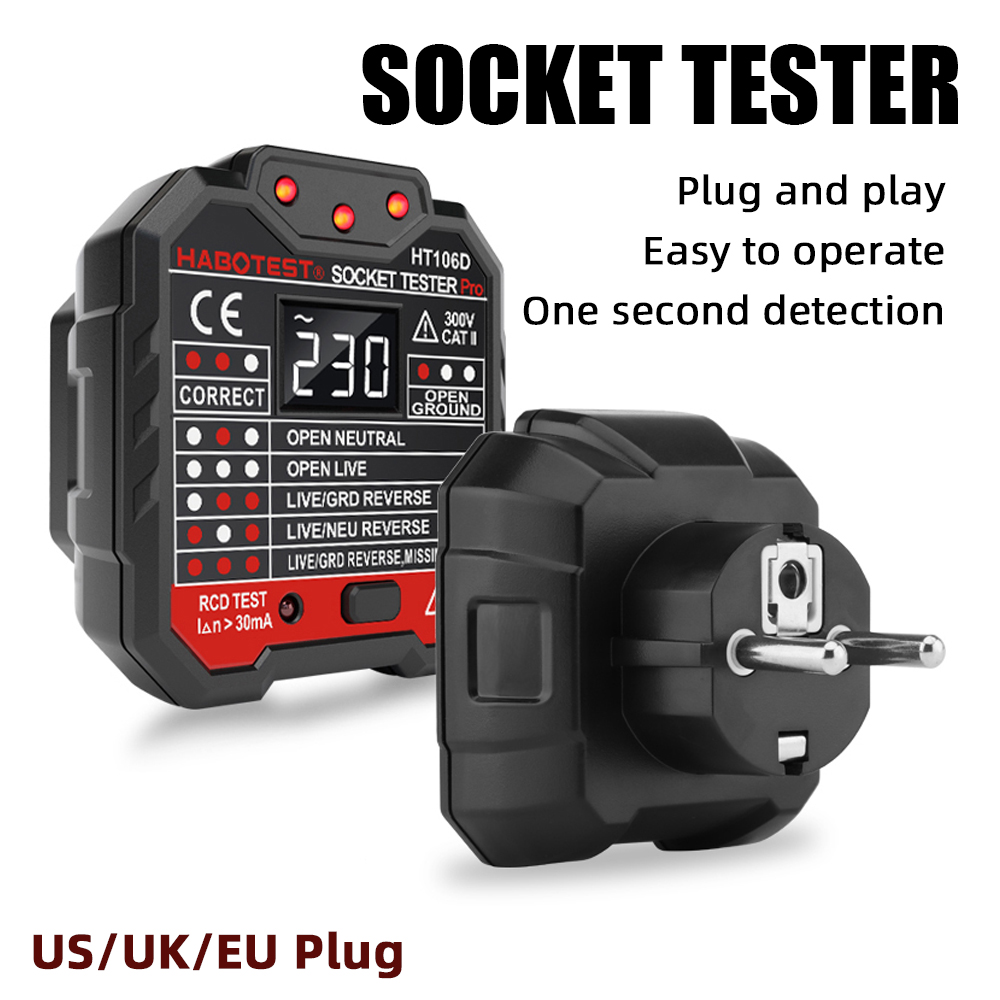 Power Tools Uk Review - 콘센트 테스터 전압 감지기 미국/영국/EU 플러그