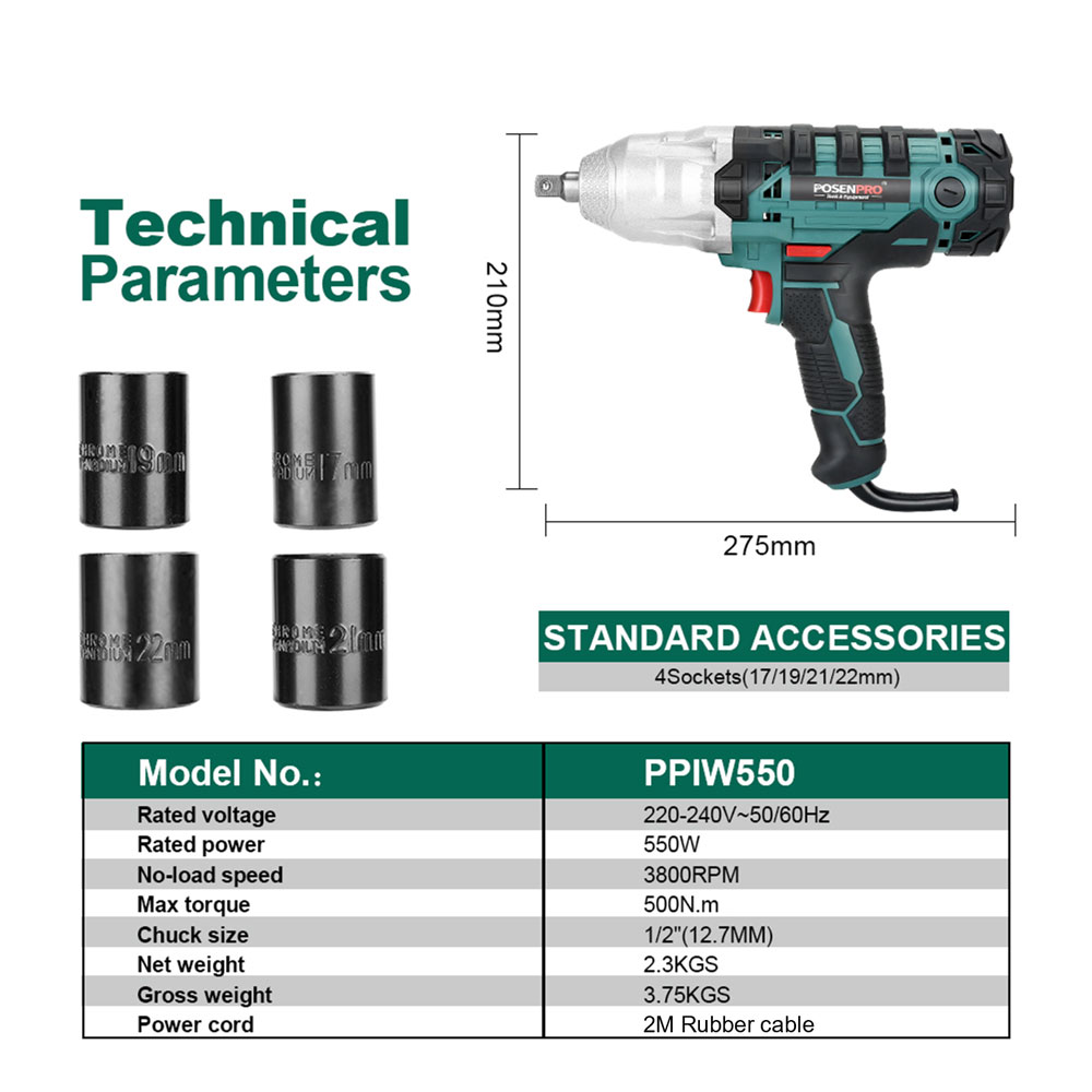 포센프로 전동 임팩트 렌치 550W 500Nm 최대 토 - Power Tools Ingco 리뷰 및 가격