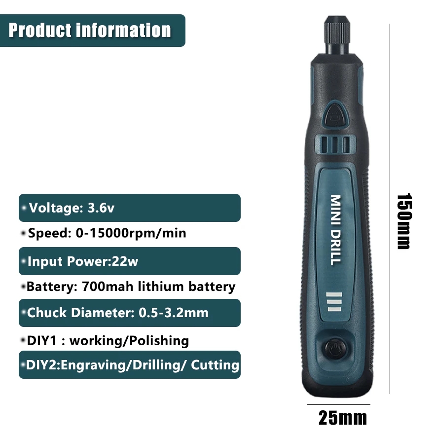 무선 전기 드릴 그라인더 Dremel 로타리 도구 충전 - Power Tools Ingco 리뷰 및 가격